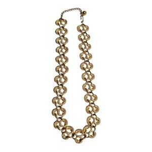 Vintage Napier Gold Tone Knot Figure 8 Pretzel Necklace Signed Textured